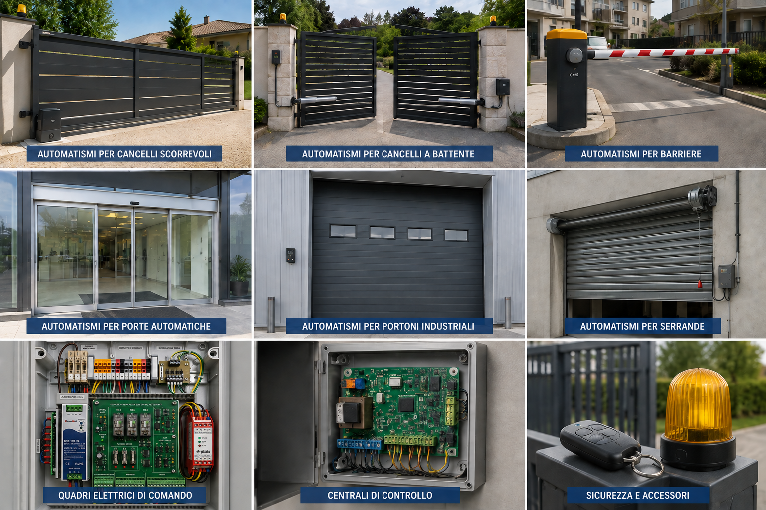 Automatismi per cancelli, porte, barriere, serrande e portoni